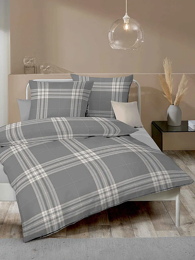 KAEPPEL | Biancheria da letto in flanella 70x90cm/140x200cm PURE Antracite | Grigio