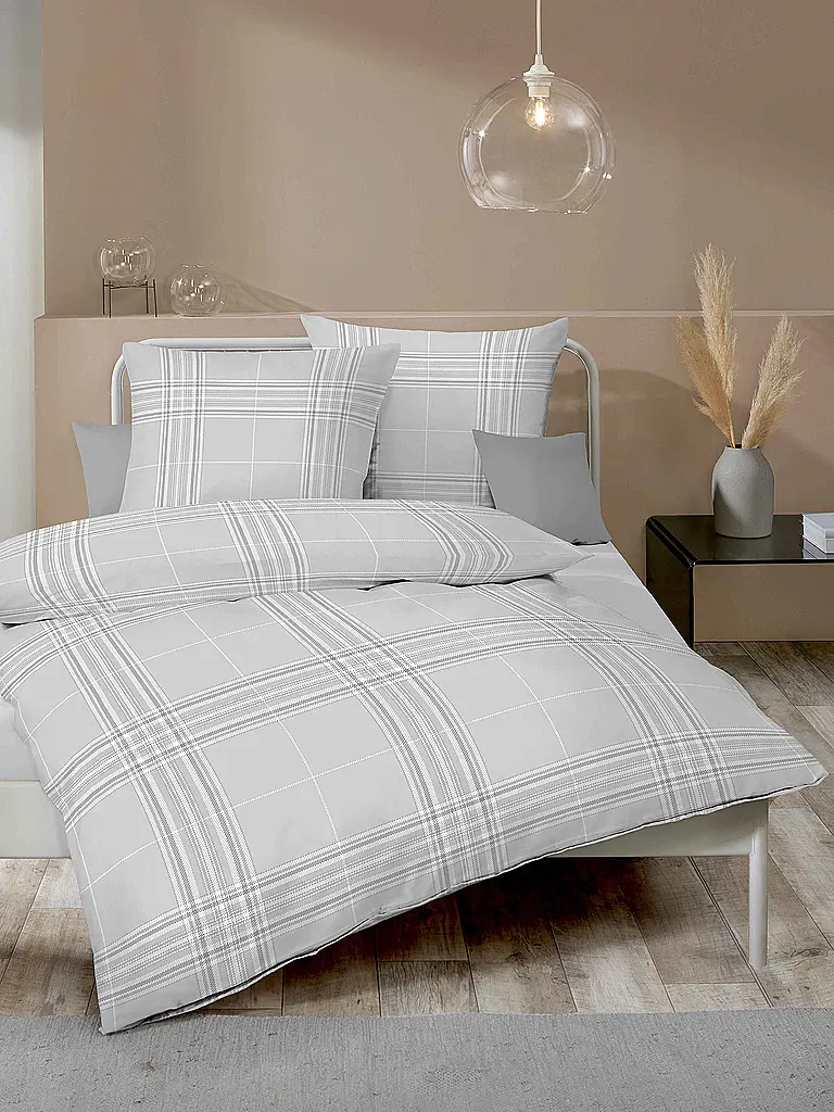 KAEPPEL | Biancheria da letto in flanella 70x90cm/140x200cm PURE Argento | Grigio chiaro