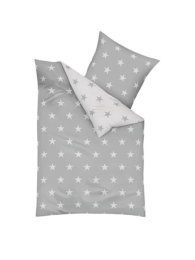 KAEPPEL | Biancheria da letto in flanella 70x90cm/140x200cm STARS Ardesia | Grigio chiaro