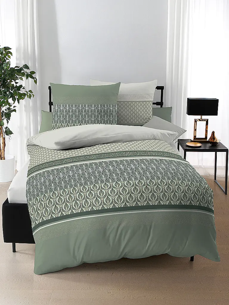 KAEPPEL | Biancheria da letto in flanella 70x90cm/140x200cm VALENCIA Jade | Verde chiaro