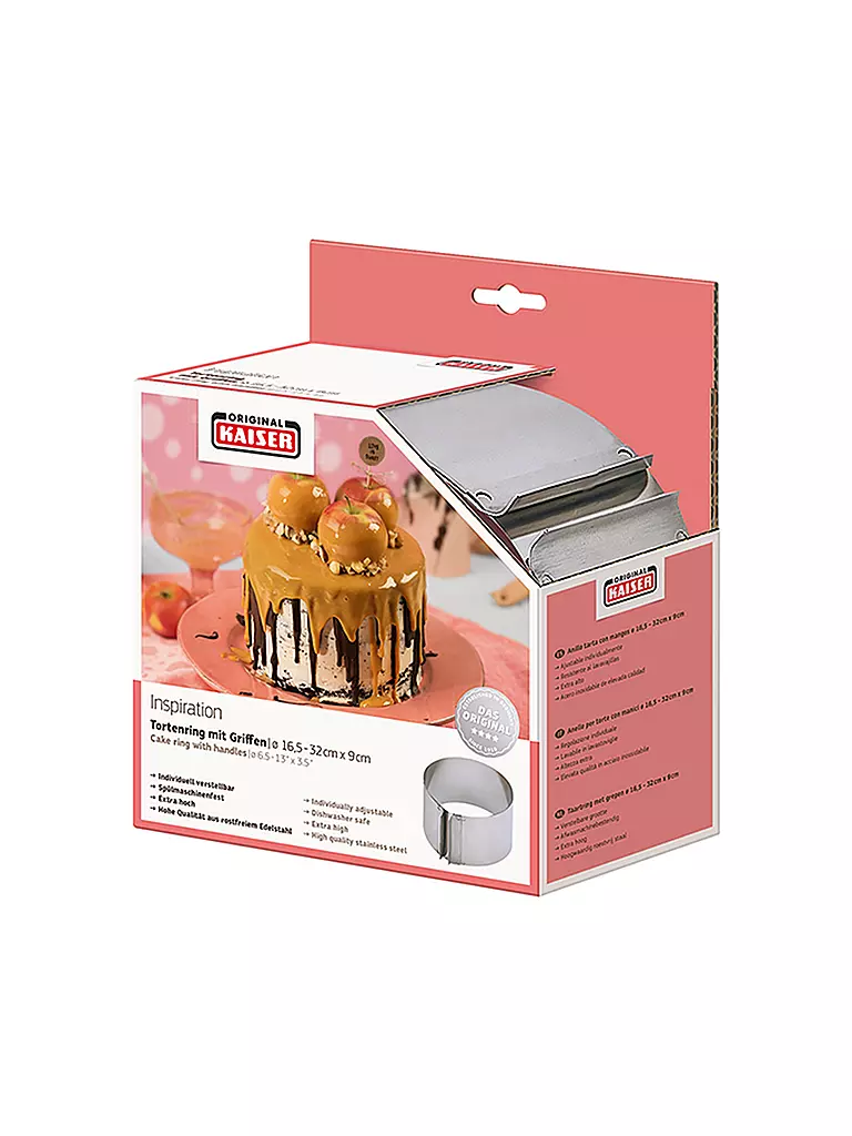 KAISER | Anello per torte 16-32 cm / 9 cm | Argento