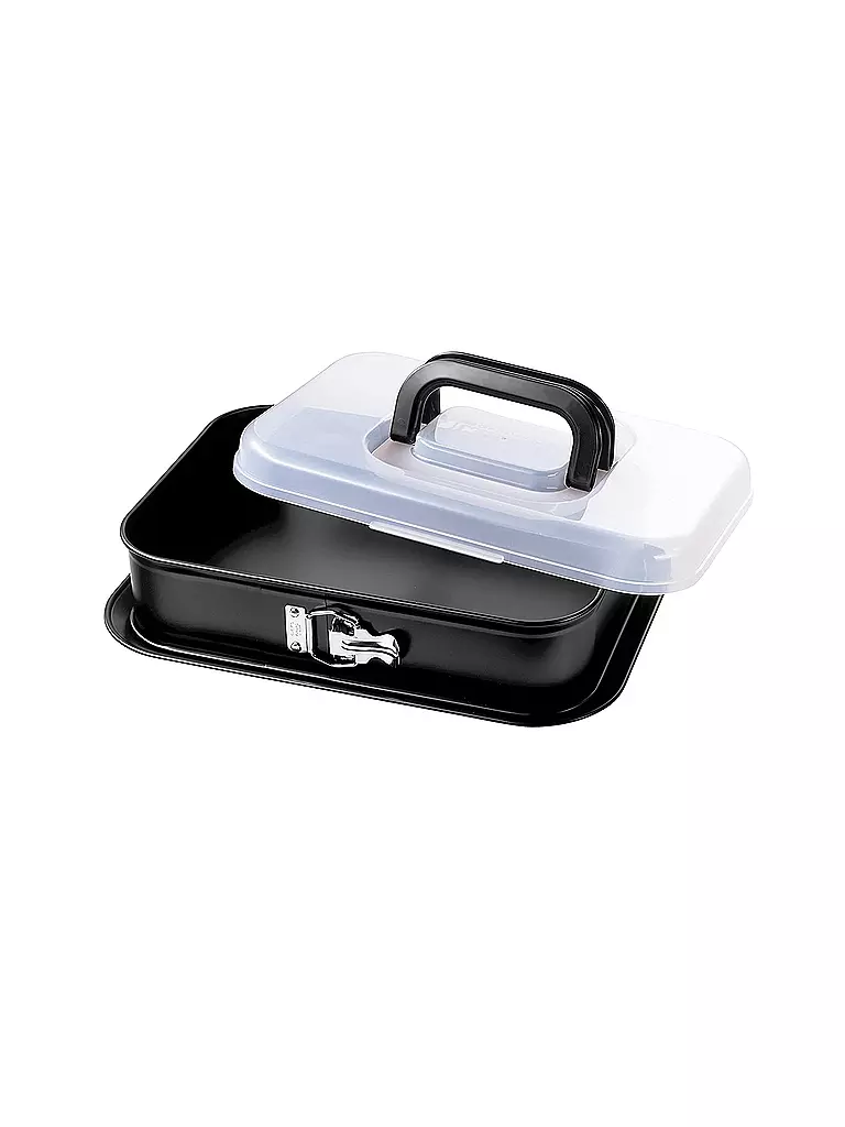 KAISER | Teglia apribile rettangolare con coperchio 35x24cm antiaderente nera | Nero