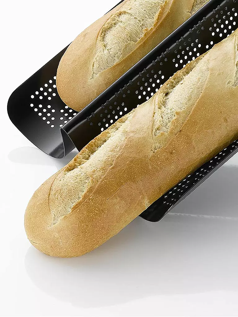KAISER | Teglia da forno per baguette perforata 40 x 20 cm antiaderente | Nero