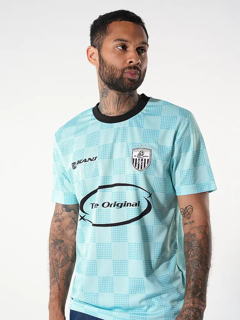KARL KANI | T-Shirt SPORT STAR CHECK TRIKOT | Blu chiaro