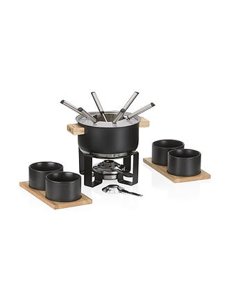 KELA | Set per fonduta 16 pz GUNTEN Nero/Acciaio inox