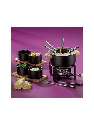 KELA | Set per fonduta 16 pz GUNTEN Nero/Acciaio inox