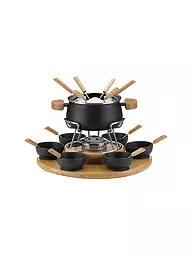 KELA | Fonduekarussell Natura 23 pz 1,2 l Nero/Faggio | Nero