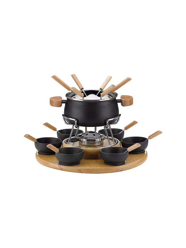 KELA | Fonduekarussell Natura 23 pz 1,2 l Nero/Faggio | Nero