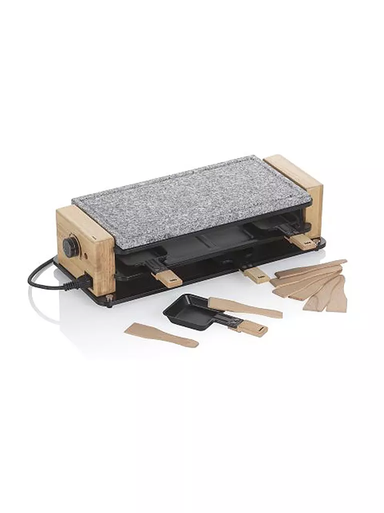 KELA | Raclette con pietra ollare BEDRETTO per 8 persone Granito / Legno | Grigio
