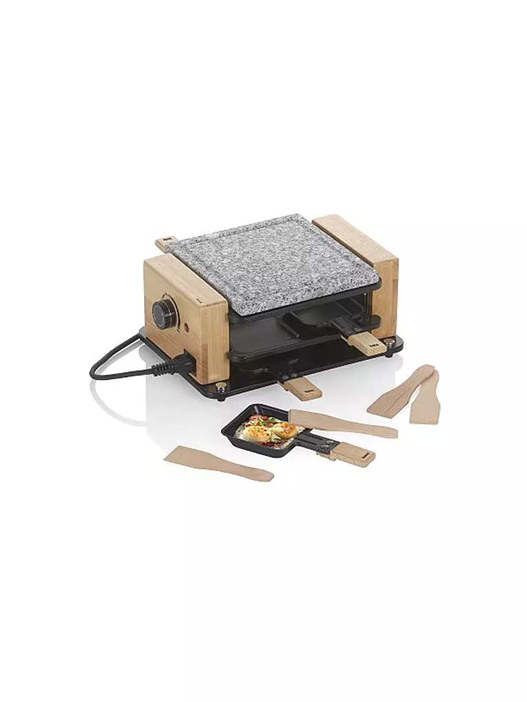 KELA | Raclette Hot Stone BEDRETTO per 4 persone Granito / Legno | Grigio
