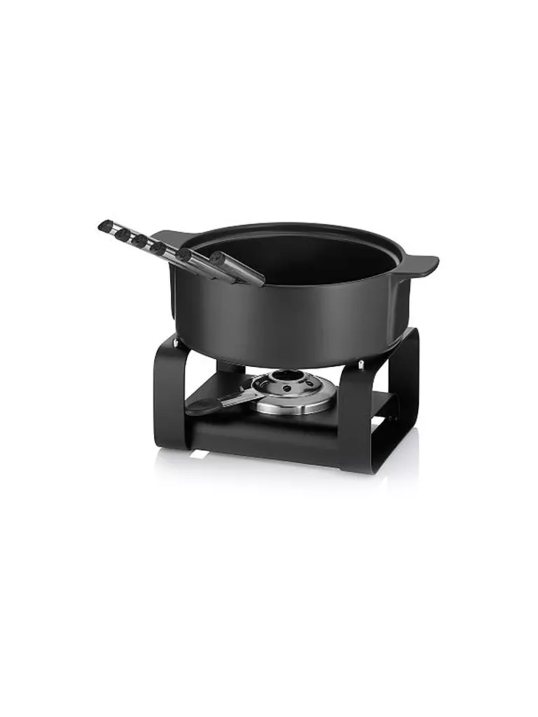 KELA | Set per fonduta di formaggio 9 pezzi ROMAN in ceramica nero | Nero