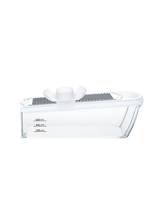 KELOMAT | Mandolina universale con 4 inserti Trasparente Bianco / Acciaio inossidabile