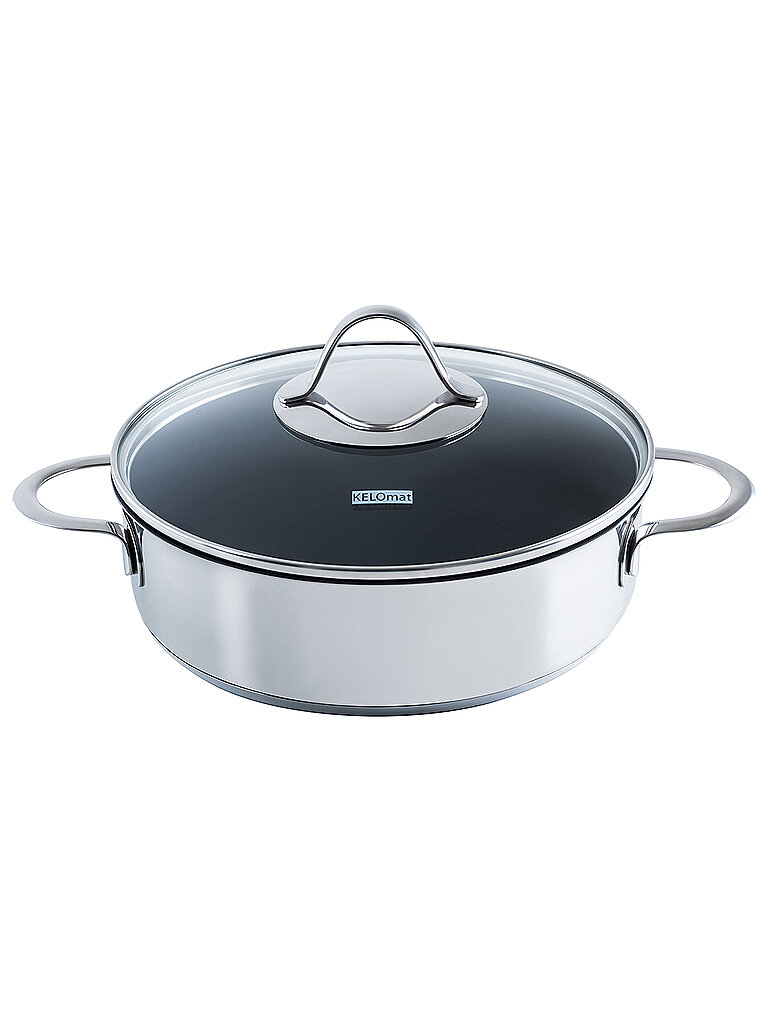 Schmorpfanne mit Deckel Perfekt 24cm Edelstahl Antihaft argento
