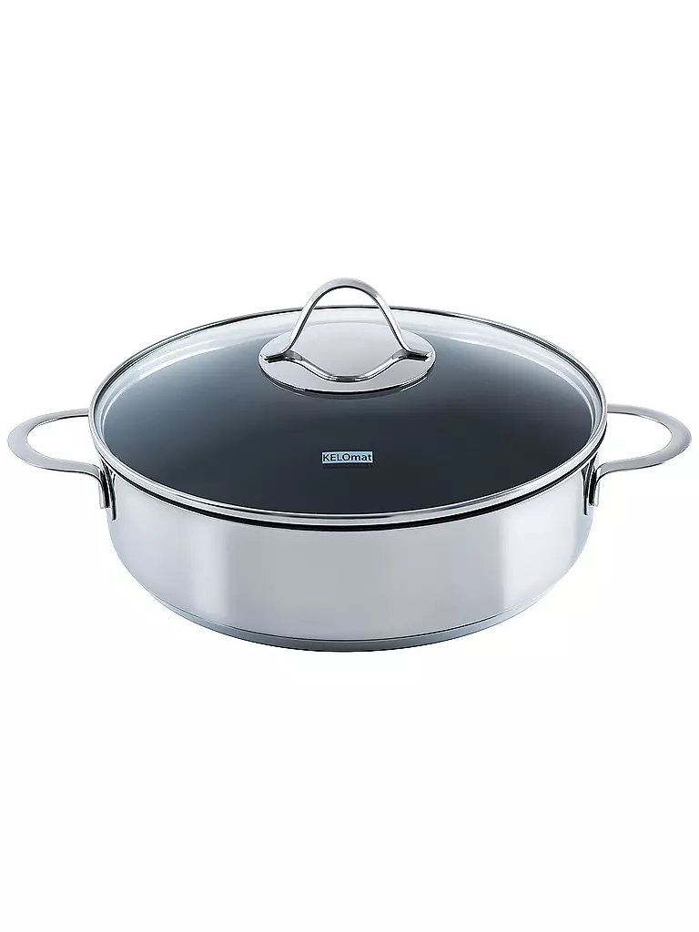 KELOMAT | Casseruola con coperchio Perfekt 28cm acciaio inox antiaderente | Argento