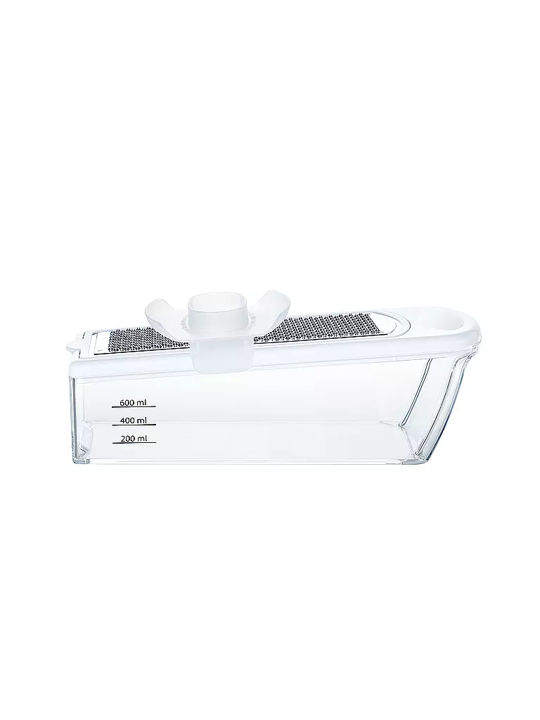 KELOMAT | Mandolina universale con 4 inserti Trasparente Bianco / Acciaio inossidabile | Trasparente