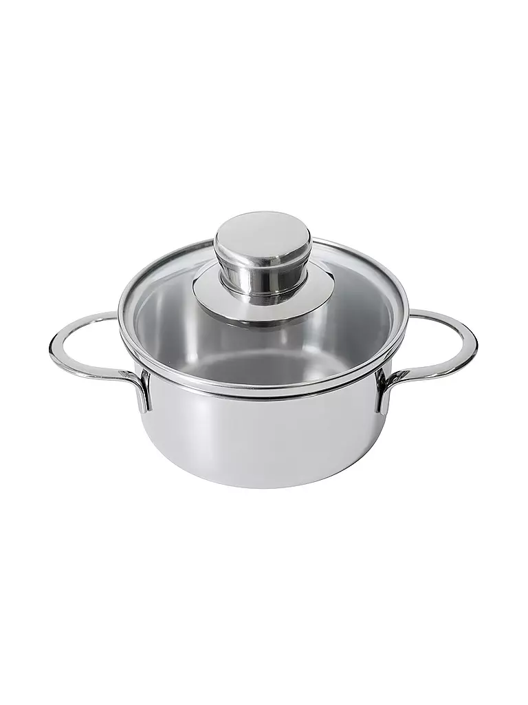 KELOMAT | MINI Casseruola con coperchio in vetro 12 cm acciaio inox | Argento