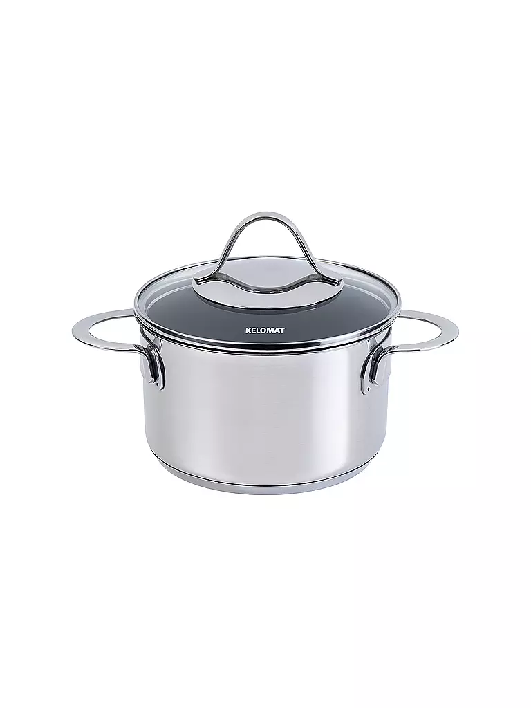 KELOMAT | Pentola per carne 16 cm / 1,9 l Perfekt in acciaio inox antiaderente | Argento