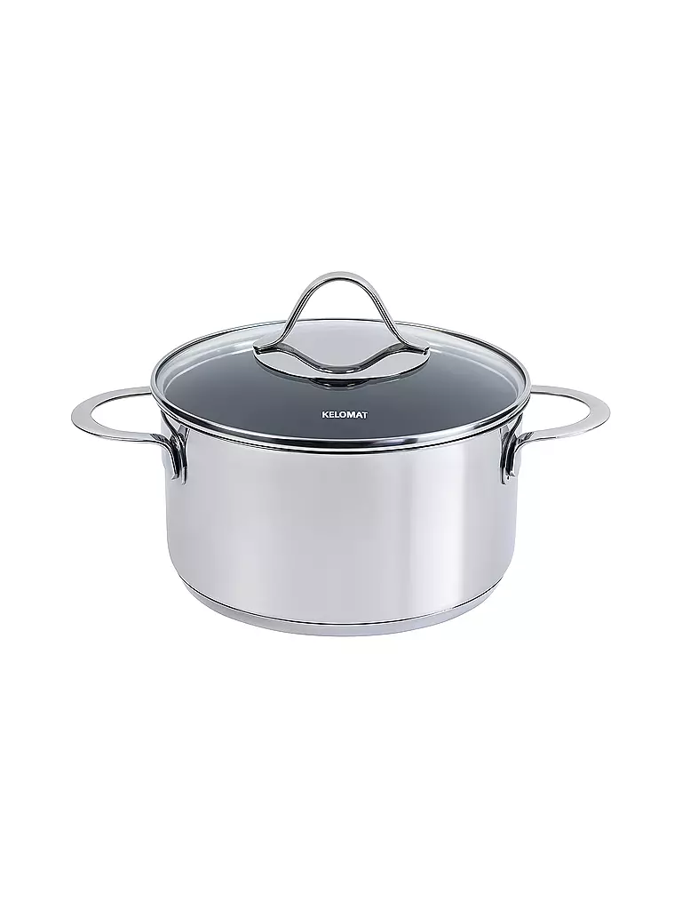 KELOMAT | Pentola per carne 20 cm / 3,3 l Perfekt Acciaio Inox Antiaderente | Argento