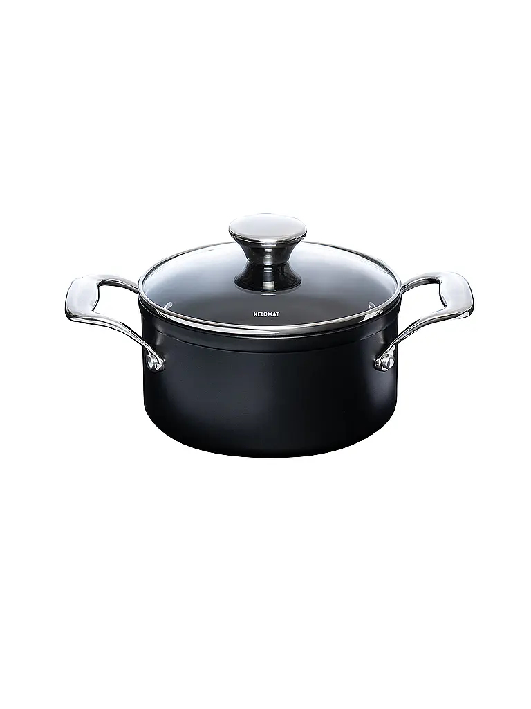 KELOMAT | Pentola per carne con coperchio in vetro 16cm/1,6l NUOVO Ceramica/Antiaderente | Nero