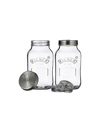 KILNER | Set fermentazione con 2 barattoli da 1 litro in vetro/acciaio inox