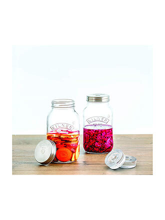 KILNER | Set fermentazione con 2 barattoli da 1 litro in vetro/acciaio inox