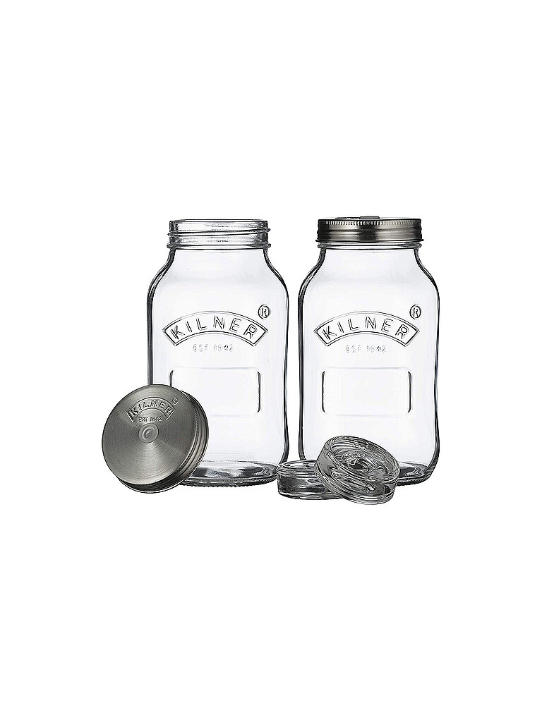 Set fermentazione con 2 barattoli da 1 litro in vetro/acciaio inox trasparente