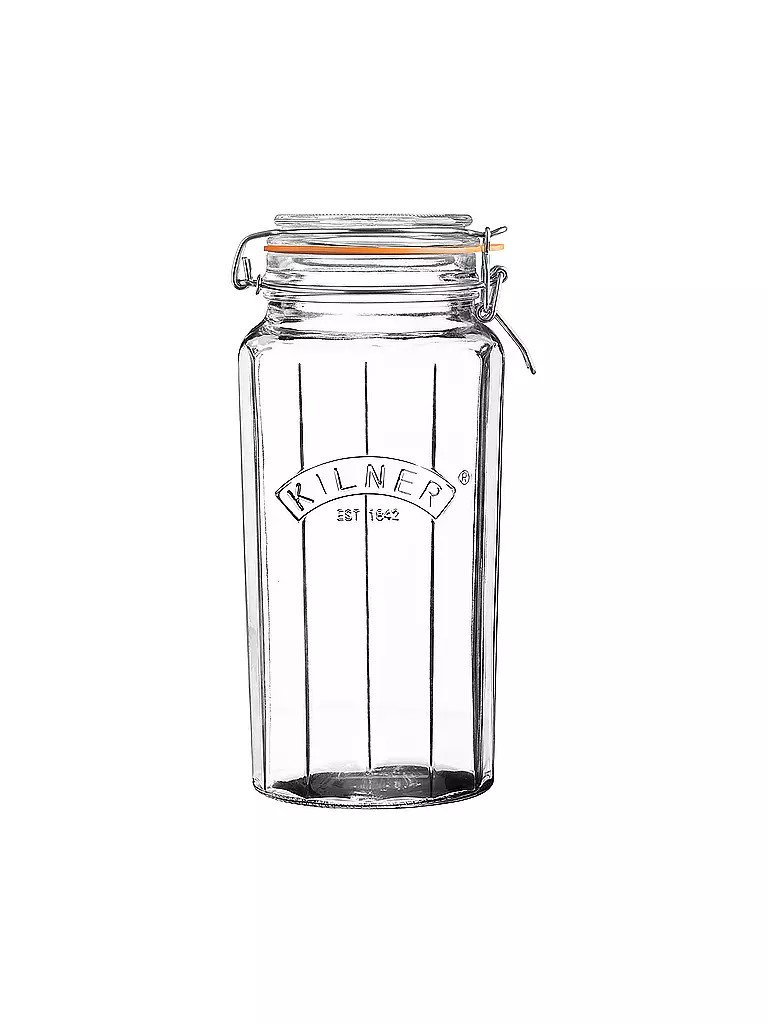KILNER | Barattolo in vetro con chiusura a staffa Kilner sfaccettato 1,8 l | Trasparente