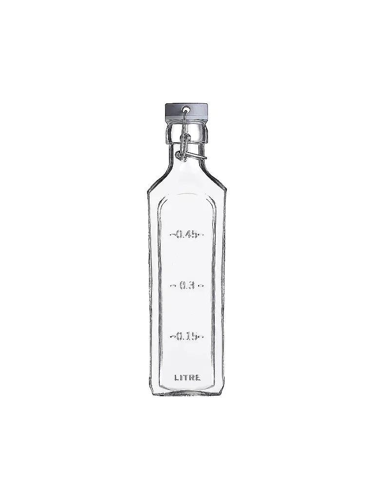 KILNER | Bottiglia di vetro con chiusura a staffa 600ml vetro squadrato | Trasparente