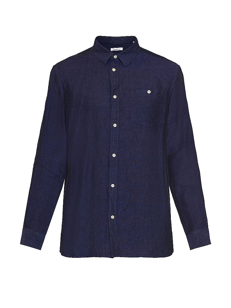 Camicia di lino blu S