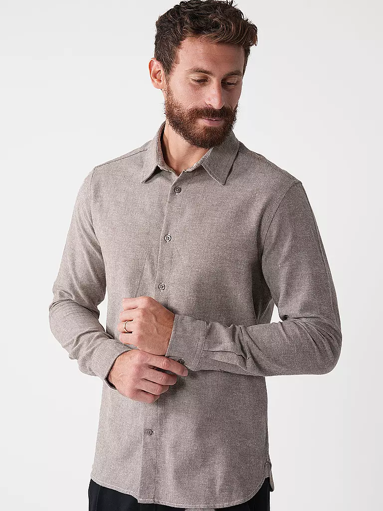 KNOWLEDGE COTTON APPAREL | Flanellhemd Slim Fit | Grigio chiaro