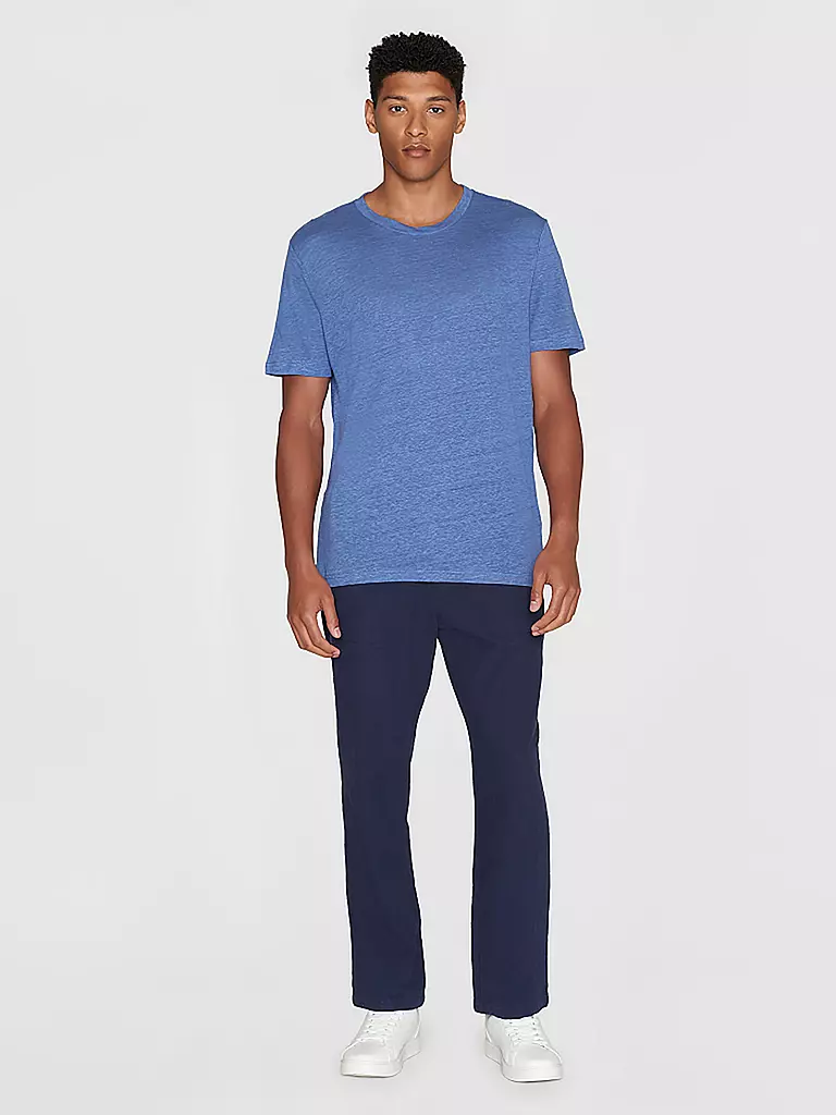 KNOWLEDGE COTTON APPAREL | Leinen T-Shirt | Blu