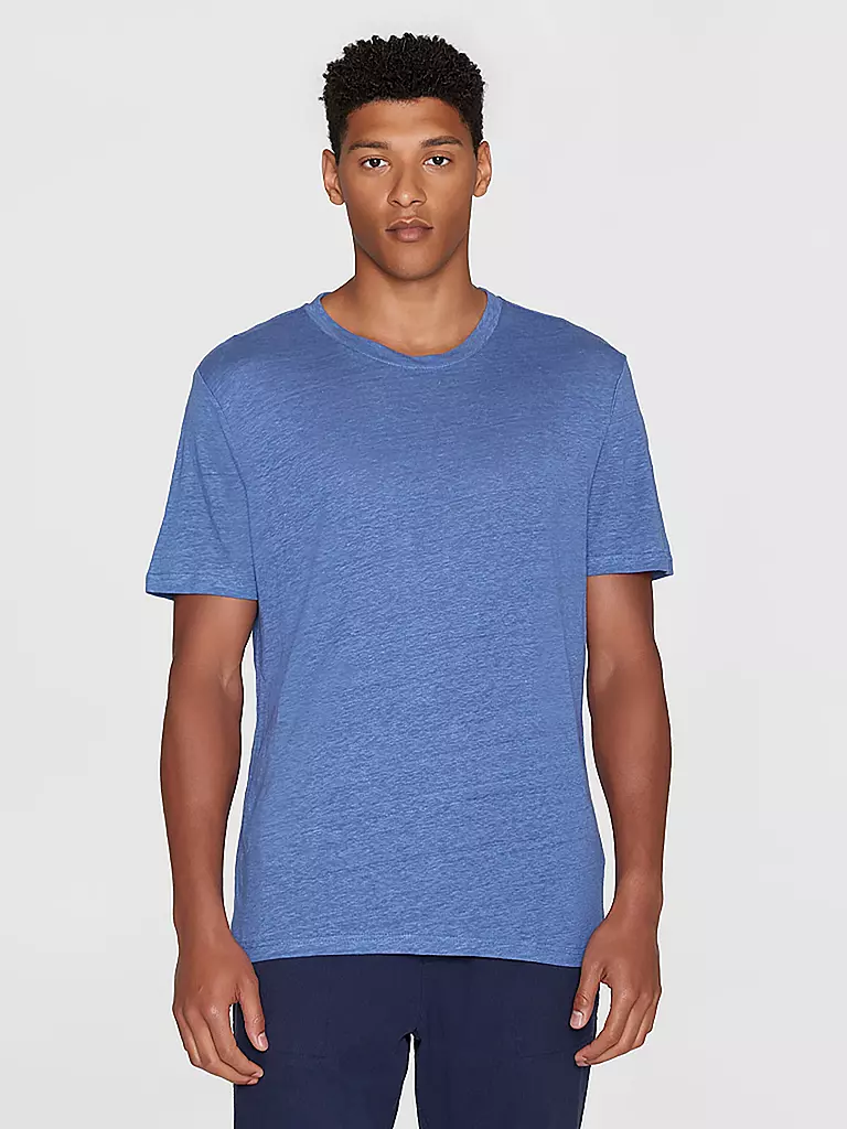 KNOWLEDGE COTTON APPAREL | Leinen T-Shirt | Blu