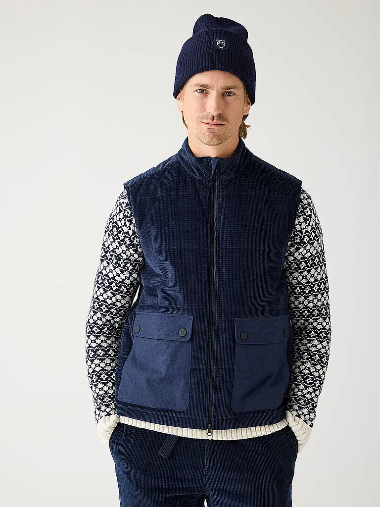 KNOWLEDGE COTTON APPAREL | Produktname: Cordgilet | Blu