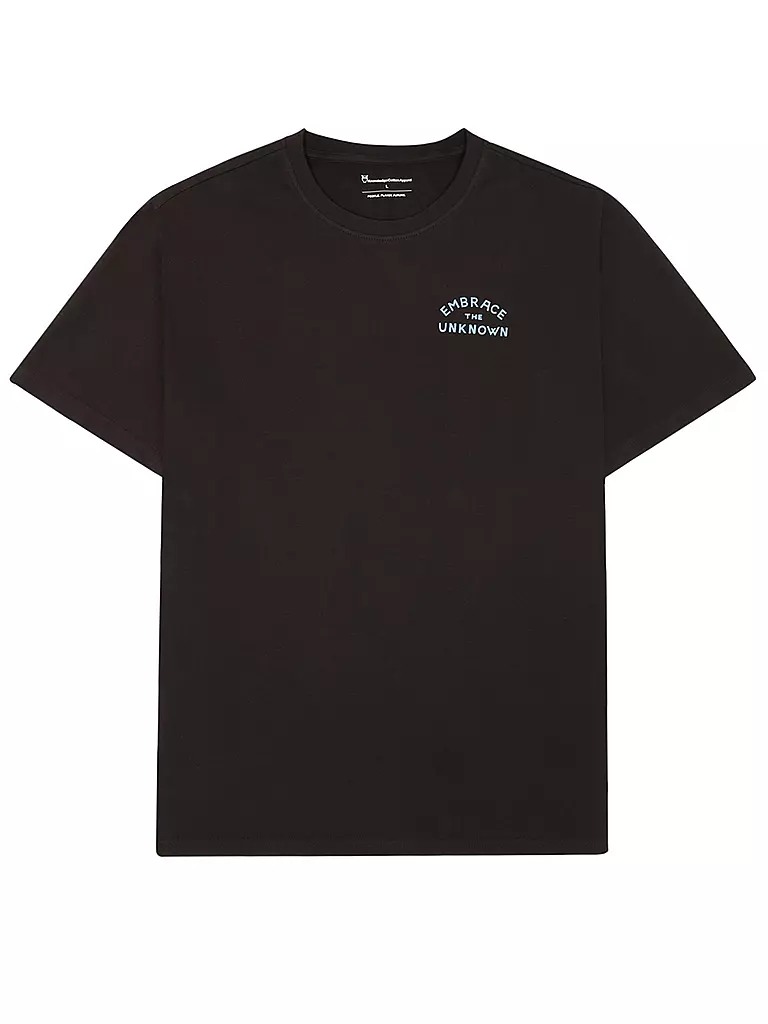 KNOWLEDGE COTTON APPAREL | T-Shirt BACKPRINT CAMP LIFE | Marrone