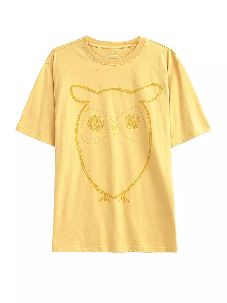 KNOWLEDGE COTTON APPAREL | T-Shirt BIG OWL | Giallo