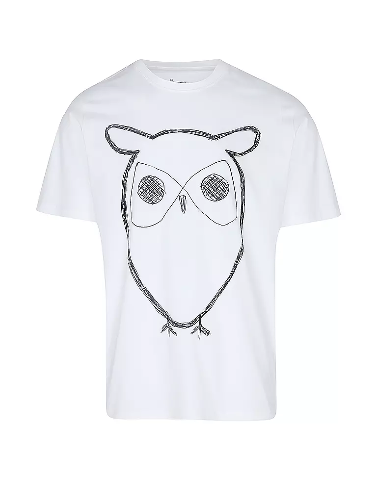 KNOWLEDGE COTTON APPAREL | T-Shirt BIG OWL | Bianco