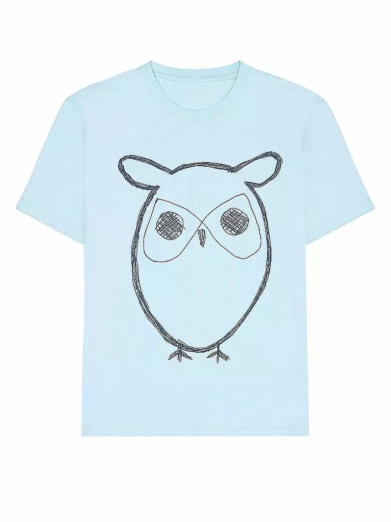 KNOWLEDGE COTTON APPAREL | T-Shirt BIG OWL | Turchese