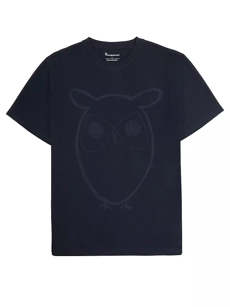 KNOWLEDGE COTTON APPAREL | T-Shirt BIG OWL | Blu scuro