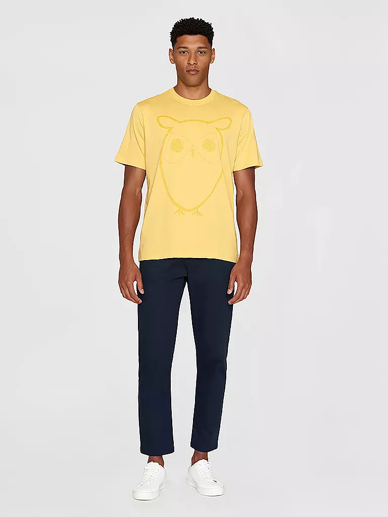 KNOWLEDGE COTTON APPAREL | T-Shirt BIG OWL | Giallo