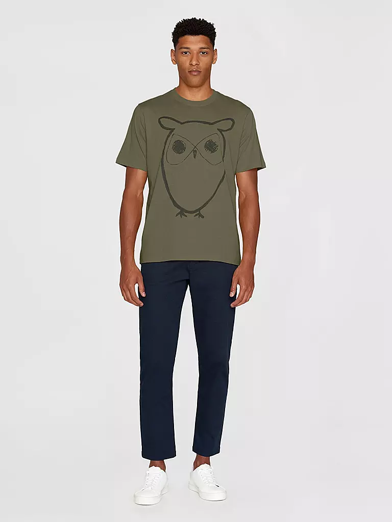 KNOWLEDGE COTTON APPAREL | T-Shirt BIG OWL | Oliva