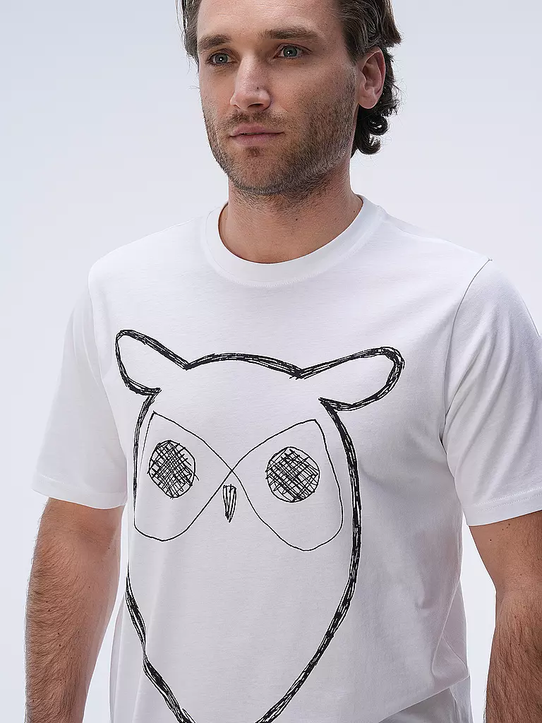 KNOWLEDGE COTTON APPAREL | T-Shirt BIG OWL | Bianco