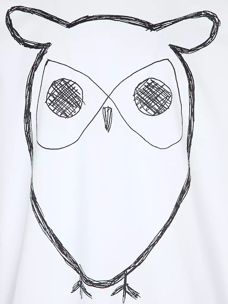 KNOWLEDGE COTTON APPAREL | T-Shirt BIG OWL | Bianco