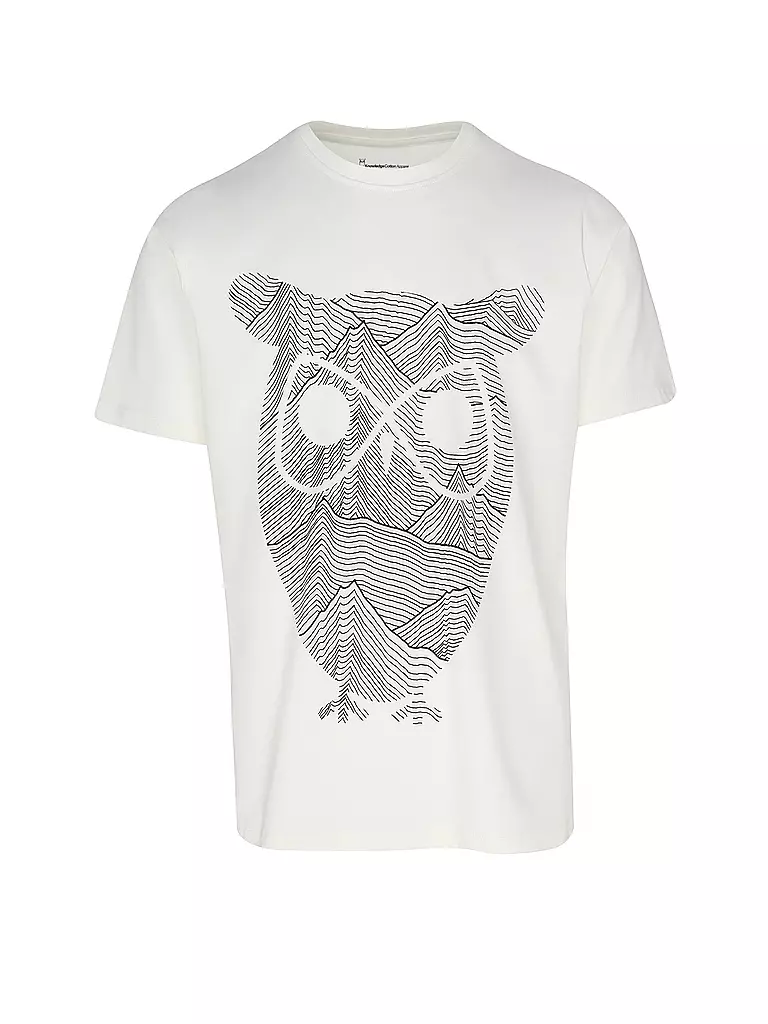 KNOWLEDGE COTTON APPAREL | T-Shirt OWL LINES | Crema