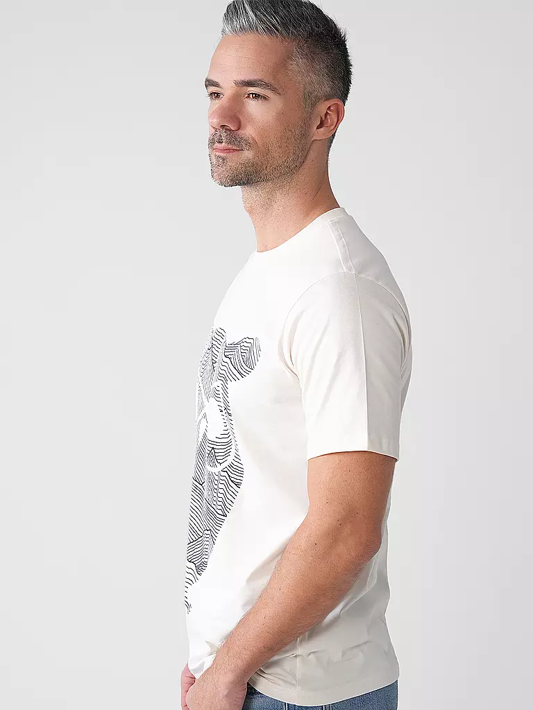 KNOWLEDGE COTTON APPAREL | T-Shirt OWL LINES | Crema