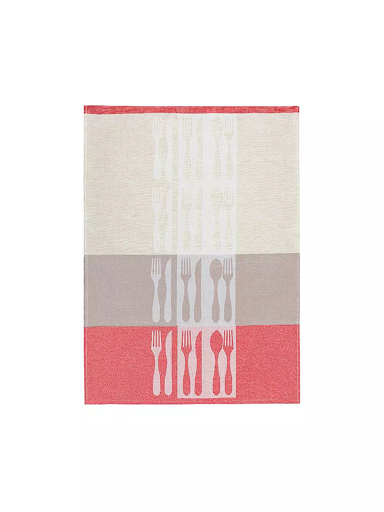 KRACHT | Strofinaccio Jacquard in lino misto 50x70 cm Coltello / Forchetta | Rosso