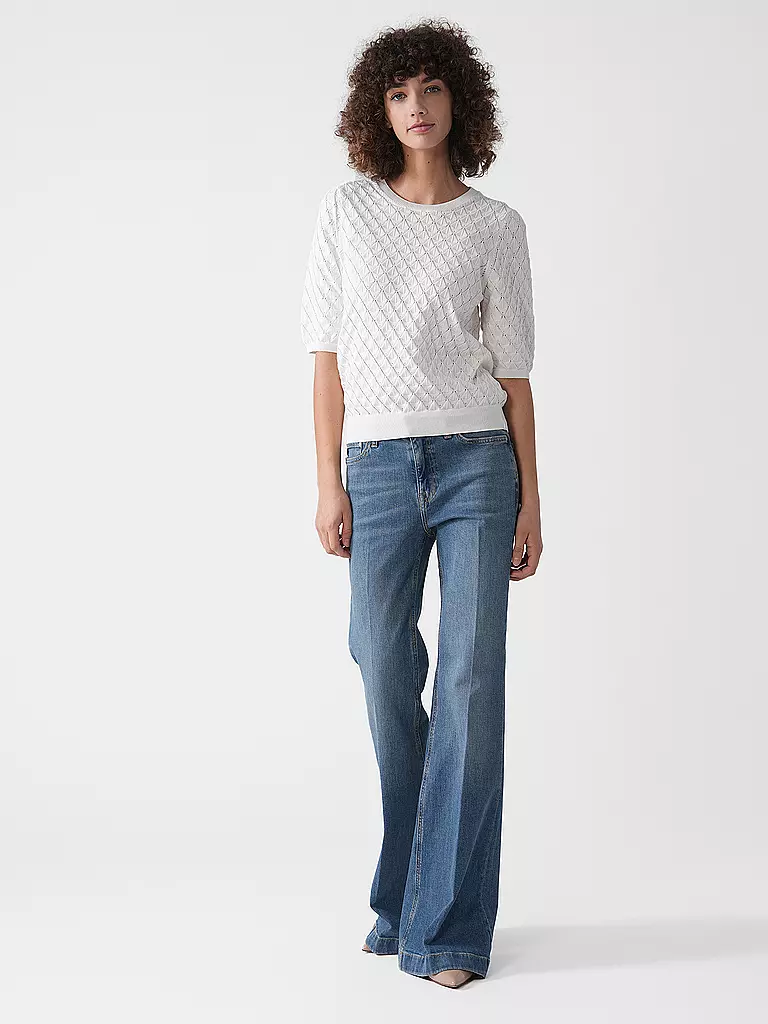 LANIUS | Pullover
Marke: LANIUS
Farbe: creme
Kategorien: Mode,Damen

Ärmellänge: Kurzarm
Ausschnitt: Rundhalsausschnitt
Material: Baumwolle
Musterung: Unifarben
Passform (Oberbekleidung): Regular
Stil: Pure
Details: Strickmuster | Crema