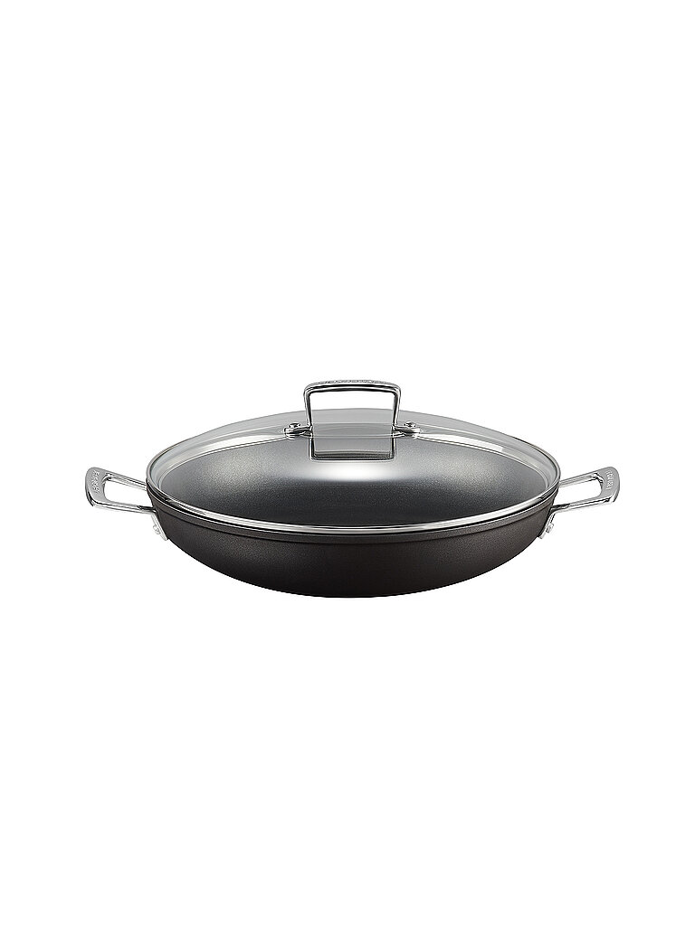 Padella professionale antiaderente in alluminio con coperchio in vetro 30 cm Nero nero
