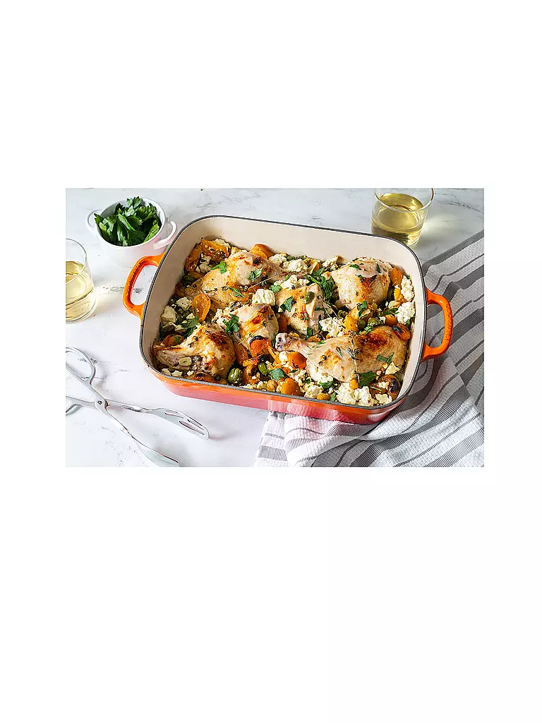 LE CREUSET | Gusseisen-Bratreine eckig 33cm/4,9l SIGNATURE Ofenrot | 