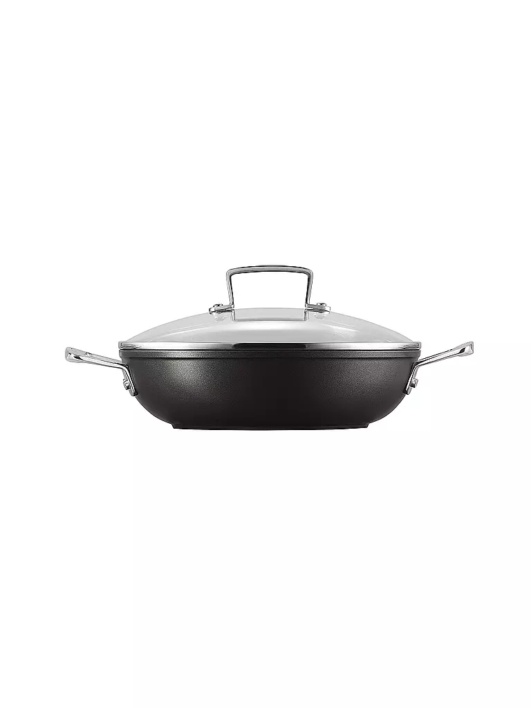 LE CREUSET | Padella professionale antiaderente in alluminio con coperchio in vetro 24 cm/2,3 l Nero | Nero