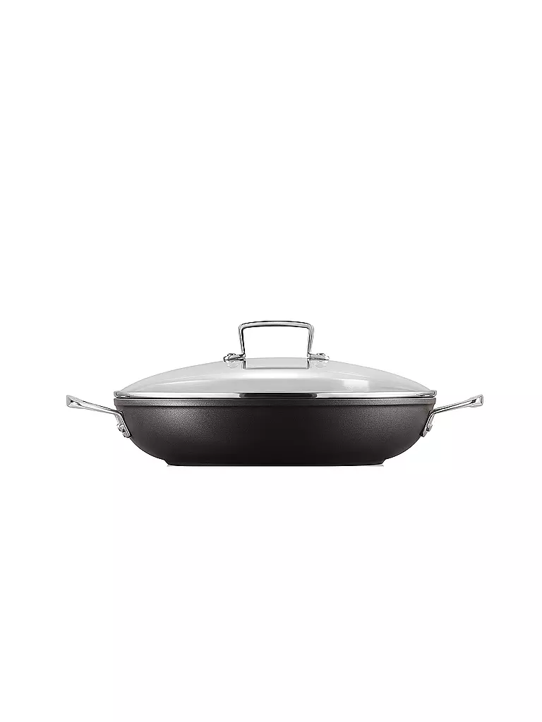 LE CREUSET | Padella professionale antiaderente in alluminio con coperchio in vetro 30 cm Nero | 